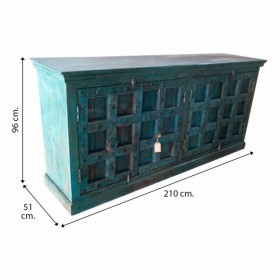 Credenza Alexandra House Living Azzurro Acacia Legno di mango 51 x 96 x 210 cm
