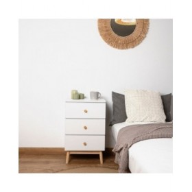 Comodino Vinthera Moa Bianco Melammina Legno di pino 40 x 30 x 65 cm