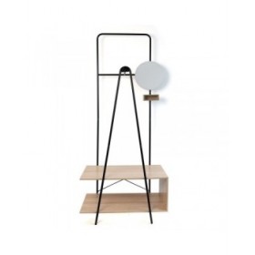Appendiabiti con specchio Vinthera Moa Nero Beige Metallo Legno MDF 76 x 180 x 40 cm