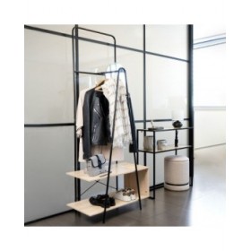 Appendiabiti con specchio Vinthera Moa Nero Beige Metallo Legno MDF 76 x 180 x 40 cm