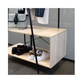 Appendiabiti con specchio Vinthera Moa Nero Beige Metallo Legno MDF 76 x 180 x 40 cm