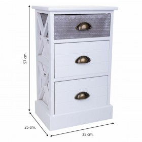 Comodino Alexandra House Living Bianco 25 x 57 x 35 cm
