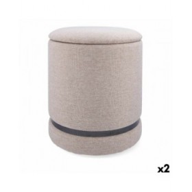 Puff Vinthera Moa Beige Legno 32 x 40 cm (2 Unità)