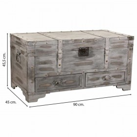 Baule Alexandra House Living Grigio PVC Legno Metallo 45 x 45 x 90 cm Estilo vintage
