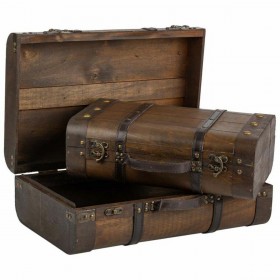 Set di valigie Alexandra House Living Marrone PVC Legno Metallo Vintage 30 x 16 x 45 cm 38 x 24 x 13,5 cm Decorativo 2 Pezzi