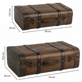 Set di valigie Alexandra House Living Marrone PVC Legno Metallo Vintage 30 x 16 x 45 cm 38 x 24 x 13,5 cm Decorativo 2 Pezzi