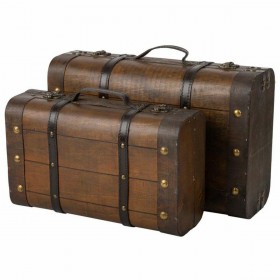 Set di valigie Alexandra House Living Marrone PVC Legno Metallo Vintage 30 x 16 x 45 cm 38 x 24 x 13,5 cm Decorativo 2 Pezzi