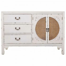 Credenza Alexandra House Living Bianco Rattan Legno di abete 36 x 73 x 106 cm