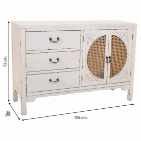 Credenza Alexandra House Living Bianco Rattan Legno di abete 36 x 73 x 106 cm