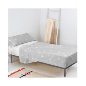 Set di Lenzuola HappyFriday Basic Kids Little star Grigio Singolo 2 Pezzi