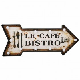 Placca da Parete Alexandra House Living Le Cafe Bistro Bianco Ferro 27 x 5 x 65 cm Illuminazione