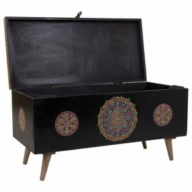 Baule Alexandra House Living Nero Multicolore Legno di mango Legno MDF 40 x 45 x 89 cm