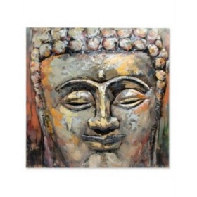 Quadro DKD Home Decor Buda Metallo Legno Buddha Orientale (80 x 80 x 7 cm)