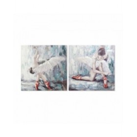 Quadro DKD Home Decor Tela Grigio Azzurro Legno Bianco (100 x 3 x 100 cm) (2 Unità)