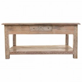 Tavolino da Caffè Alexandra House Living Bianco Naturale Legno di mango Legno MDF 60 x 40 x 86 cm