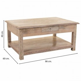 Tavolino da Caffè Alexandra House Living Bianco Naturale Legno di mango Legno MDF 60 x 40 x 86 cm