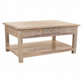 Tavolino da Caffè Alexandra House Living Bianco Naturale Legno di mango Legno MDF 60 x 40 x 86 cm