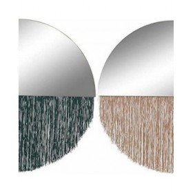 Specchio da parete DKD Home Decor Verde Dorato Frange 50 x 0,5 x 50 cm (2 Unità)