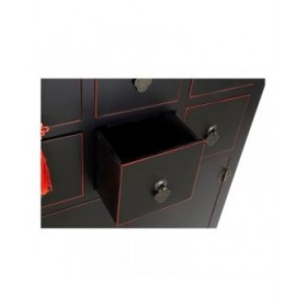 Cassettiera DKD Home Decor Nero Rosso Multicolore Abete Legno MDF Orientale 63 x 27 x 101 cm
