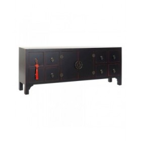 Mobile TV DKD Home Decor Nero Multicolore Legno Abete Legno MDF 130 x 24 x 51 cm