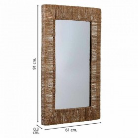 Specchio da parete Alexandra House Living Marrone Juta 3 x 61 x 91 cm