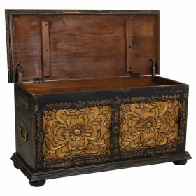Baule Alexandra House Living Nero Ferro Legno di mango 40 x 47 x 101 cm