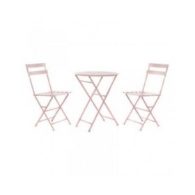 Tavolo con 2 sedie DKD Home Decor MB-177410 Rosa 60 x 60 x 75 cm (3 pcs)