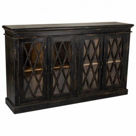 Credenza Alexandra House Living Nero Vetro Legno di mango 40 x 100 x 170 cm