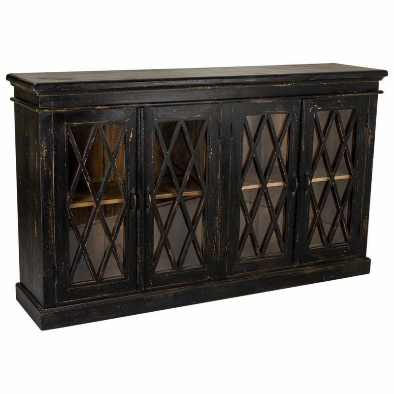 Credenza Alexandra House Living Nero Vetro Legno di mango 40 x 100 x 170 cm