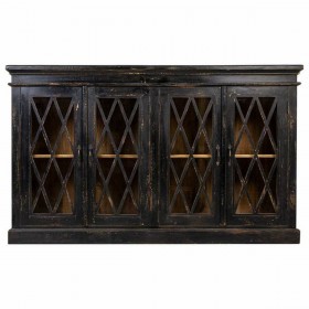 Credenza Alexandra House Living Nero Vetro Legno di mango 40 x 100 x 170 cm