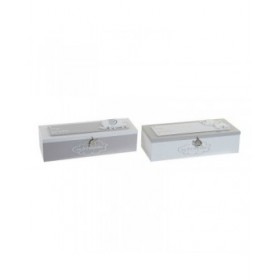 Scatola Decorativa DKD Home Decor Metallo Legno MDF (24 x 8 x 6 cm) (2 pcs)