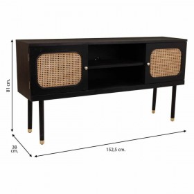 Credenza Alexandra House Living Nero Legno di pino Legno MDF 38 x 81 x 152 cm