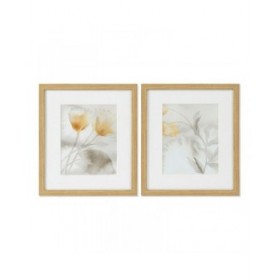 Quadro DKD Home Decor Drawed Leaf 33 x 3 x 38 cm Tradizionale Foglia della pianta (2 Unità)