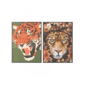 Quadro DKD Home Decor 52 x 2,7 x 72 cm Tigre Moderno (2 Unità)