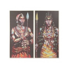 Quadro DKD Home Decor 60 x 5 x 120 cm Coloniale Africano (2 Unità)