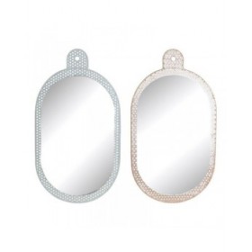 Specchio da parete DKD Home Decor Bianco Rosa 22 x 1,5 x 40 cm (2 Unità)