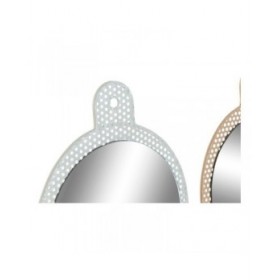 Specchio da parete DKD Home Decor Bianco Rosa 22 x 1,5 x 40 cm (2 Unità)