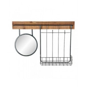 Specchio da parete DKD Home Decor Nero Metallo Brad Specchio (80 x 15 x 20 cm)