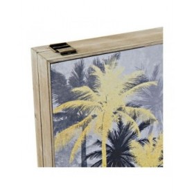 Scatola Decorativa DKD Home Decor Nero Dorato Legno MDF Palme Tropicale Contatore (2 Unità)