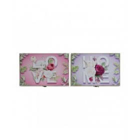 Scatola Decorativa DKD Home Decor Rosa Lilla Legno MDF Tropicale Contatore (2 Unità)