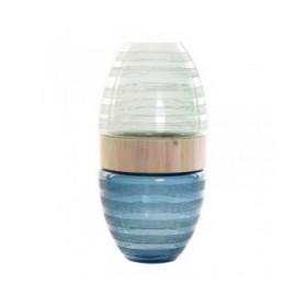 Vaso DKD Home Decor JV-174995 Cristallo Legno Blu Marino (21 x 21 x 43 cm)