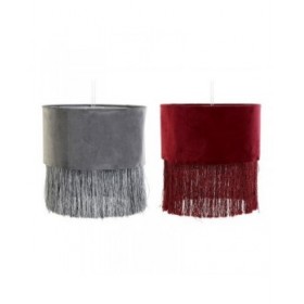 Paralume DKD Home Decor 8424001773930 Grigio Bordeaux Metallo Velluto Frange Sixties 30 x 30 x 29 cm (2 Unità)