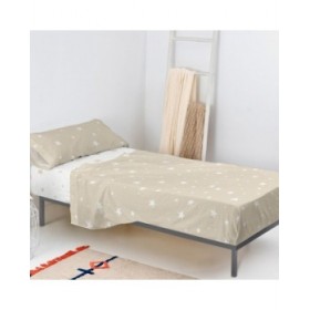 Set di Lenzuola HappyFriday Basic Kids Little star Beige Singolo 2 Pezzi
