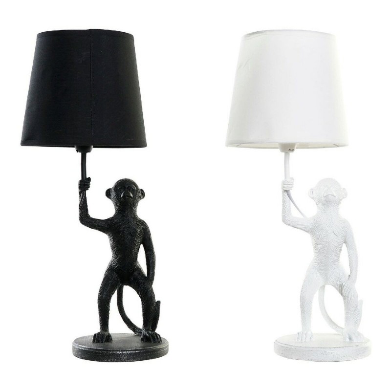 Lampada da tavolo DKD Home Decor Bianco Nero Poliestere Metallo Resina 25W 220 V Scimmia (2 pcs) (20 x 20 x 45 cm)