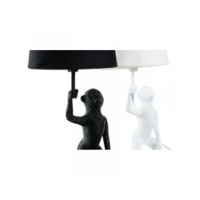 Lampada da tavolo DKD Home Decor Bianco Nero Poliestere Metallo Resina 25W 220 V Scimmia (2 pcs) (20 x 20 x 45 cm)