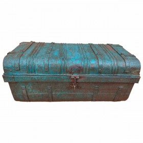 Valigia decorativa Alexandra House Living Azzurro Ferro Stile artigianale 36 x 19 x 66 cm