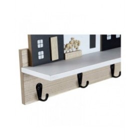 Scaffale DKD Home Decor Appendiabiti 39 x 9 x 27 cm Nero Marrone Bianco Legno MDF