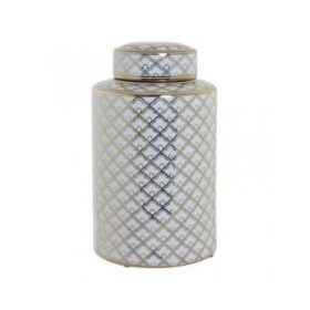 Vaso DKD Home Decor 18 x 18 x 30,5 cm Porcellana Dorato Bianco