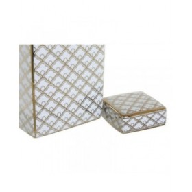 Vaso DKD Home Decor 14,5 x 14,5 x 30 cm Porcellana Dorato Bianco