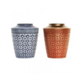 Vaso DKD Home Decor 8424001822065 Azzurro Rosso Resina Dorato Orientale 17 x 17 x 20 cm (2 Unità)